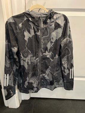 adidas Gray & Black Swirl Zip Hoodie Running Jacket